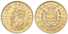 Vittorio Emanuele II (1861-1878) 10 Lire 1863 T - Nomisma 870 AU