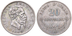 Vittorio Emanuele II (1861-1878) 20 Centesimi 1863 T valore - Nomisma 934 AG
