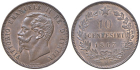 Vittorio Emanuele II (1861-1878) 10 Centesimi 1867 H - Nomisma 949 CU
