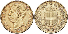 Umberto I (1878-1900) 100 Lire 1883 - Nomisma 972 AU R Colpetti al bordo.