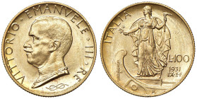 Vittorio Emanuele III (1900-1946) 100 Lire 1931 An. IX - Nomisma 1055 AU Minimo colpetto al bordo.