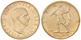 Vittorio Emanuele III (1900-1946) 100 Lire 1937 An. XVI - Nomisma 1059 AU RRRR Periziata FDC da A. Bazzoni.