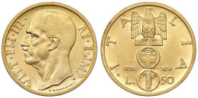Vittorio Emanuele III (1900-1946) 50 Lire 1936 An. XIV - Nomisma 1071 AU