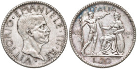 Vittorio Emanuele III (1900-1946) 20 Lire 1927 An. VI - Nomisma 1084 AG Colpetti al bordo.