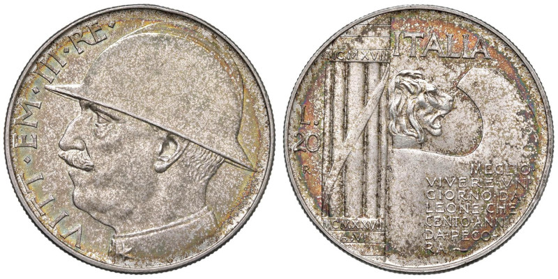 Vittorio Emanuele III (1900-1946) 20 Lire 1928 An. VI - Nomisma 1085 AG NC Belli...