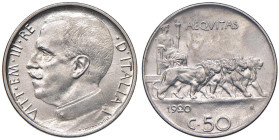 Vittorio Emanuele III (1900-1946) 50 Centesimi 1920 c. liscio - Nomisma 1235 NI
