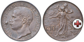 Vittorio Emanuele III (1900-1946) 10 Centesimi  1911 croce rossa - Nomisma 1471 CU R