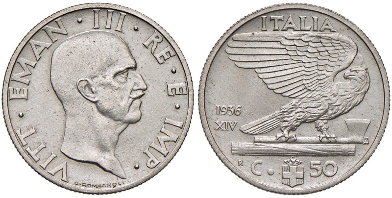 Vittorio Emanuele III (1900-1946) 50 Centesimi 1936 An. XIV - Nomisma 1253 NI 
...