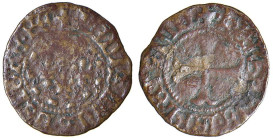 NAPOLI Ladislao Durazzo (1386-1414) Denaro - MIR manca; Fabrizi/Giuliani 108 MI (g 0,58) RRR Con cartellino di Numismatica De Falco.