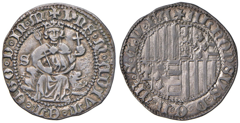 NAPOLI Alfonso I d'Aragona (1442-1458) Carlino - MIR 54/6 AG (g 3,55) 

Status...