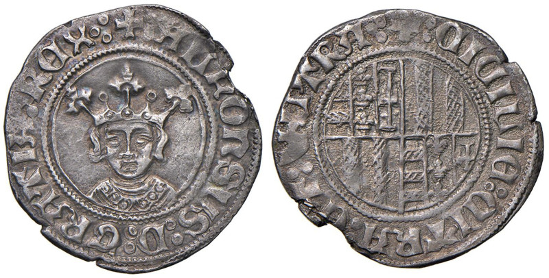 NAPOLI Alfonso I d'Aragona (1442-1458) Reale - MIR 57 AG (g 2,95) R Mancanze al ...