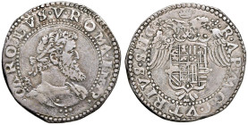 NAPOLI Carlo V d'Asburgo (1516-1556) Mezzo ducato - Magliocca 27 AG (g 14,72) RRR