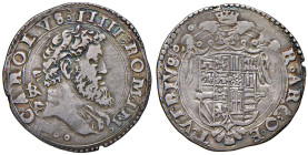 NAPOLI Carlo V d'Asburgo (1516-1556) Tarì - Magliocca manca AG (g 6,13) Sotto la testa al D/ due cerchietti, con cartellino di Numismatica De Falco.