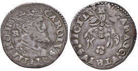 NAPOLI Carlo V d'Asburgo (1516-1556) Carlino - Magliocca 60/6 AG (g 2,89) RR Graffi da pulizia.
