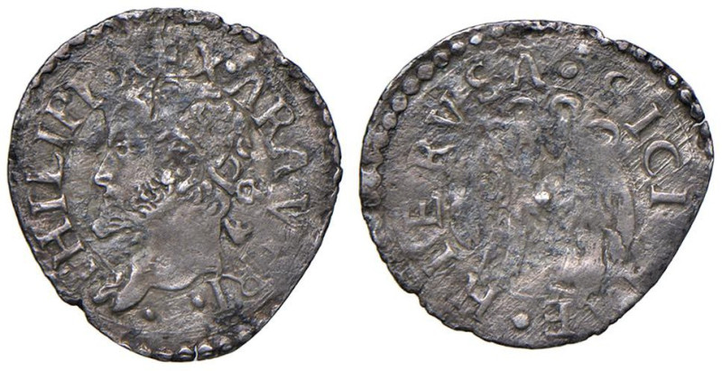 NAPOLI Filippo II d'Asburgo (1554-1598) Cinquina - Magliocca 89/2 AG (g 0,57) RR...