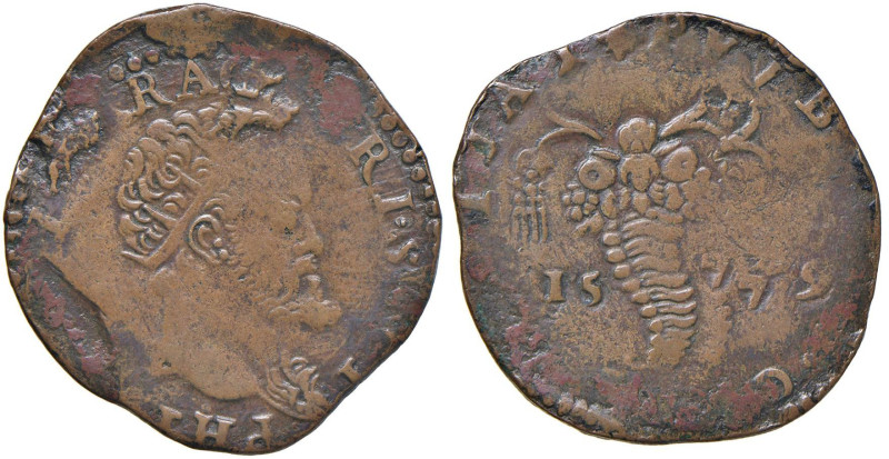 NAPOLI Filippo II d'Asburgo (1554-1598) Tornese 1579 - Magliocca 106 CU (g 7,11)...