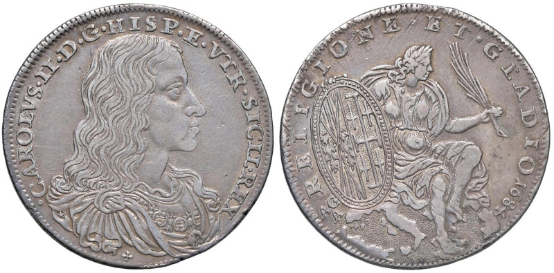 NAPOLI Carlo II d'Asburgo (1674-1700) Mezzo ducato 1684 - Nomisma 29 AG (g 14,07...