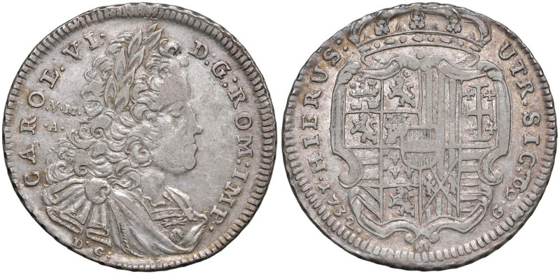 NAPOLI Carlo VI d'Asburgo (1711-1734) Mezza piastra 1732 - Nomisma 185 AG (g 12,...