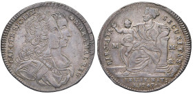 NAPOLI Carlo di Borbone (1734-1759) Mezza piastra commemorativa 1747 - Nomisma 296 AG (g 12,53) RR T/ Liscio.