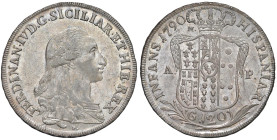 NAPOLI Ferdinando IV di Borbone (1759-1799) Piastra 1790 - Nomisma 445 AG (g 27,21)