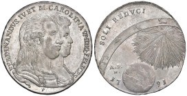 NAPOLI Ferdinando IV di Borbone (1759-1799) Piastra commemorativa 1791 - Nomisma 454 AG (g 27,31) NC Notevole qualità per il tipo di moneta.