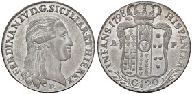NAPOLI Ferdinando IV di Borbone (1759-1799) Piastra 1798 - Nomisma 468 AG (g 27,50) RRR