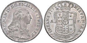 NAPOLI Ferdinando IV di Borbone (1759-1799) Mezza piastra 1792 - Nomisma 480 AG (g 13,64) RR Conservazione eccezionale per il tipo di moneta.