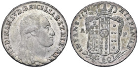 NAPOLI Ferdinando IV di Borbone (1759-1799) Mezza piastra 1798 - Nomisma 489 AG (g 13,79) RR