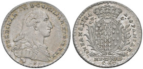 NAPOLI Ferdinando IV di Borbone (1759-1799) Mezzo ducato 1784 - Nomisma 491a AG (g 11,29) RRR T/ Rigato.