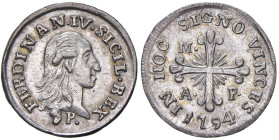 NAPOLI Ferdinando IV di Borbone (1759-1799) Carlino 1794 - Nomisma 517 AG (g 2,28)