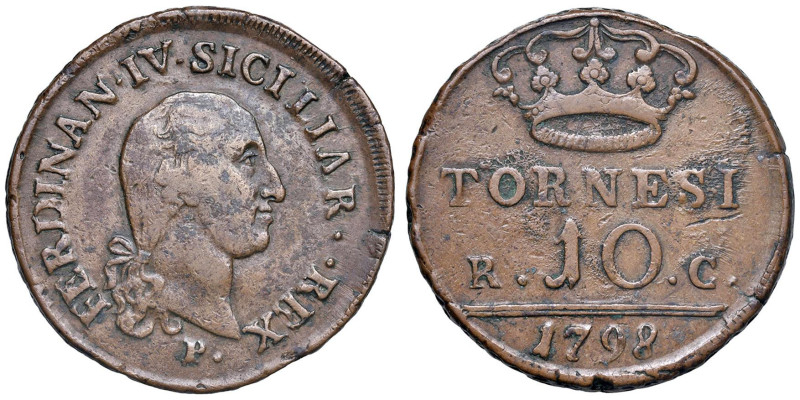 NAPOLI Ferdinando IV di Borbone (1759-1799) 10 Tornesi 1798 - Nomisma 524 CU (g ...