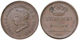 NAPOLI Ferdinando I di Borbone (1816-1825) 5 Tornesi 1819 - Nomisma 824 CU (g 2,30) NC