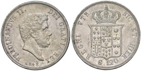 NAPOLI Ferdinando II di Borbone (1830-1859) Piastra 1848 - Nomisma 954 AG (g 27,53)