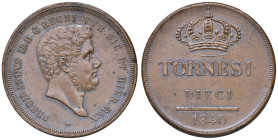NAPOLI Ferdinando II di Borbone (1830-1859) 10 Tornesi 1840 - Nomisma 1115 CU (g 29,39)