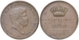 NAPOLI Ferdinando II di Borbone (1830-1859) 10 Tornesi 1847 - Nomisma 1126 CU (g 30,16) RRRR