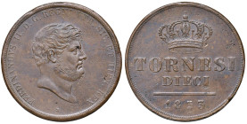 NAPOLI Ferdinando II di Borbone (1830-1859) 10 Tornesi 1853 - Nomisma 1132 CU (g 30,40) NC