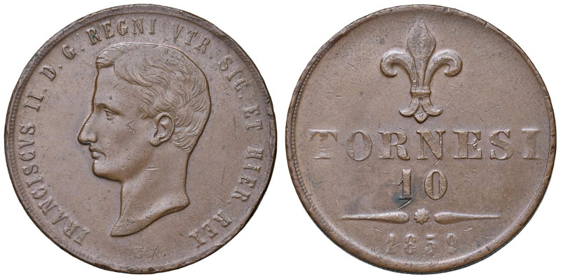 NAPOLI Francesco II di Borbone (1859-1860) 10 Tornesi 1859 - Nomisma 1300 CU (g ...