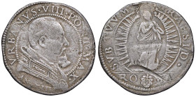 Urbano VIII (1623-1644) Testone An. XIV - Munt. 71 AG (g 8,37) RRRR Graffi.