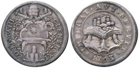 Clemente XI (1700-1721) Testone 1703 An. III - Munt. 67a AG (g 9,00) R
