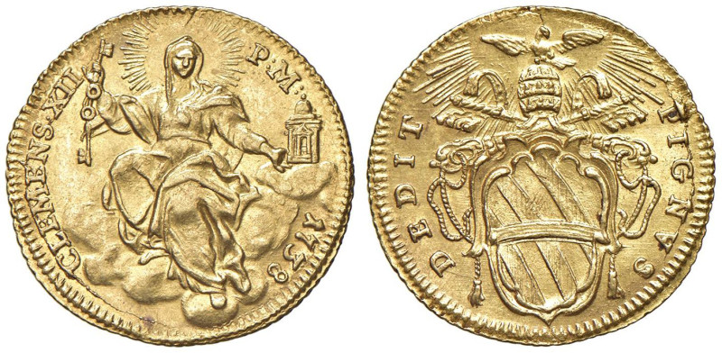 Clemente XII (1730-1740) Zecchino 1738 - Munt. 3 AU (g 3,45) RR

Status: SPL+