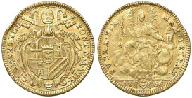 Clemente XIII (1758-1769) Doppio zecchino 1766 An. VIII - Munt. 2 AU (g 6,84) RR Colpo.