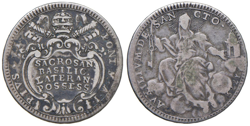 Pio VI (1775-1799) Quinto di scudo 1775 An. I - Munt. 34 AG (g 5,13) RRR

Stat...