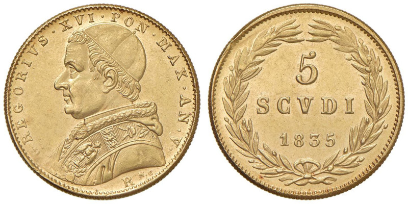 Gregorio XVI (1831-1846) 5 Scudi 1835 An. V - Munt. 3I AU (g 8,68) R 

Status:...