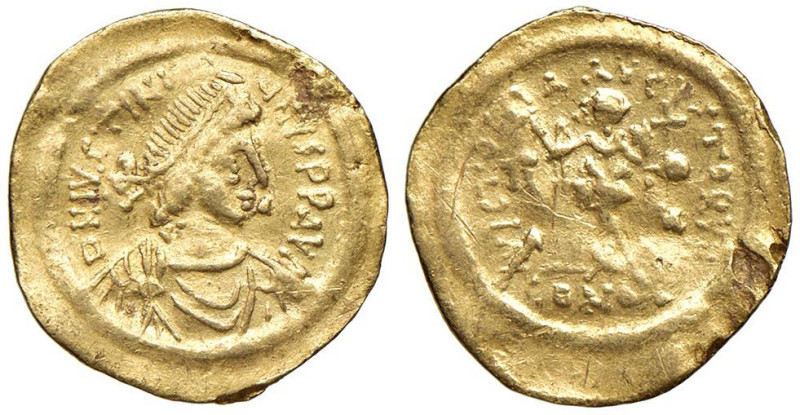 Giustiniano I (527-565) Tremisse zecca: Costantinopoli - Sear 145 AU (g 1,44)
...