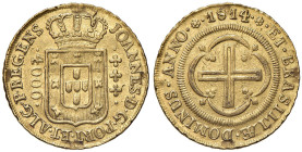 BRASILE Giovanni principe reggente (1799-1818) 4.000 Reis 1814 - KM 235 AU (g 7,88) Da montatura.