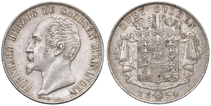 GERMANIA Saxe-Meiningen Bernard II (1821-1866) 2 Gulden 1854 - KM 166 AG (g 21,1...