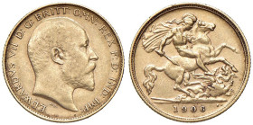 REGNO UNITO Edoardo VII (1901-1910) Mezza sterlina 1906 - SPINK 3974B AU (g 3,97)