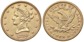 STATI UNITI 10 Dollari 1880 - KM 102 AU (g 16,69)