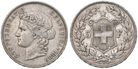 SVIZZERA 5 Franchi 1889 B - KM 34 AG (g 24,87)