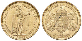 UNGHERIA Francesco Giuseppe I d'Asburgo Lorena (1848-1916) 10 Corone 1904 KB - KM 485 AU (g 3,39)